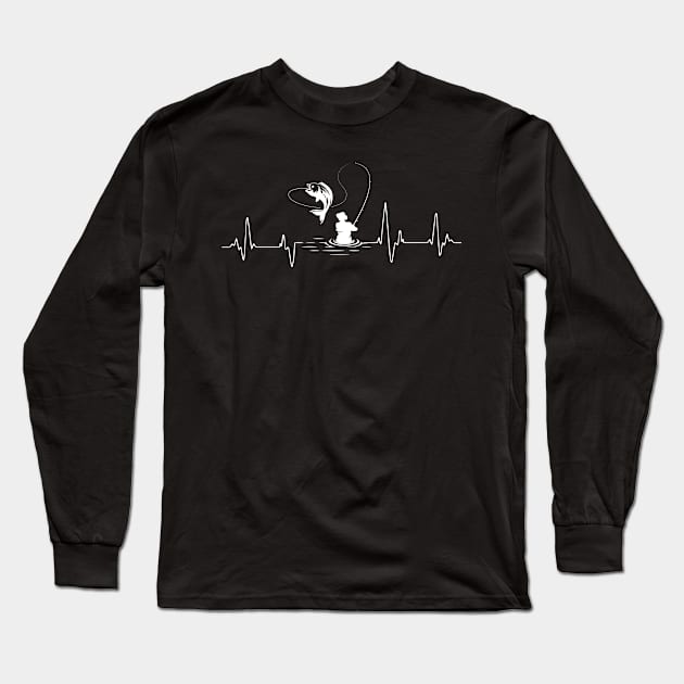 Fishing Heartbeat Fisherman Long Sleeve T-Shirt by FabulousDesigns